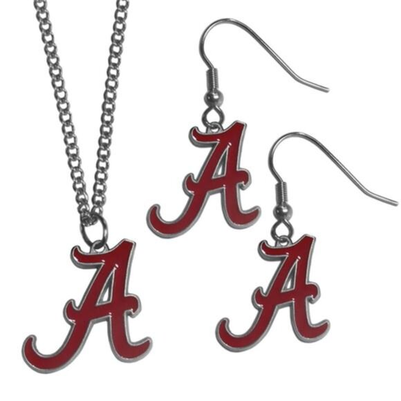 NCAA Siskiyou Sports Women Alabama Crimson Tide Dangle Earrings & Chain Necklace - Picture 1 of 2
